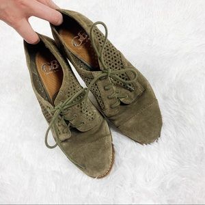 GIANNI BINI Women’s Olive Suede Brogues Size 8